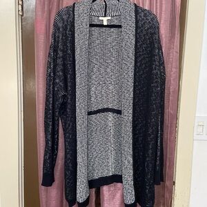 Eileen Fisher 100% Organic Cotton Black + White Knit Cardigan